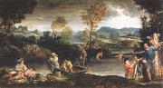 Annibale Carracci landscape with fishing scene France oil painting artist